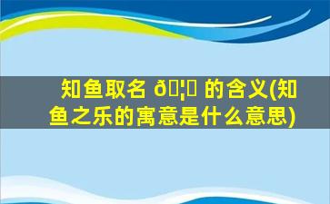 知鱼取名 🦟 的含义(知鱼之乐的寓意是什么意思)